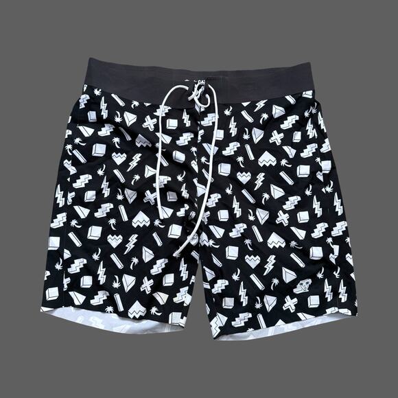 Catch Surf Performance Feel Patterned Black/White Boardshorts Size 30 GUC - Picture 1 of 7